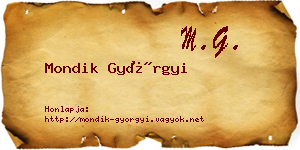 Mondik Györgyi névjegykártya